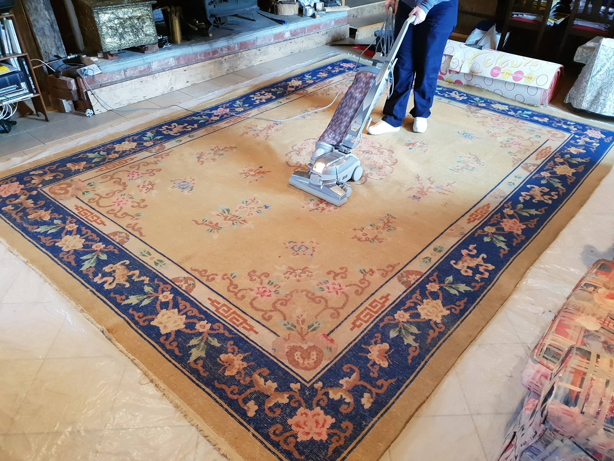 Rug cleaning in action
