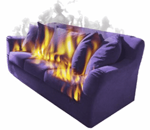 sofa on fire