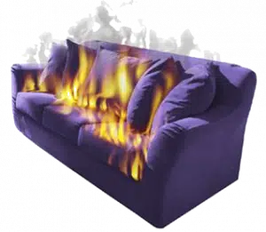 sofa on fire