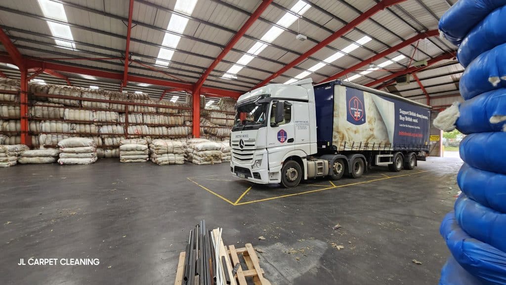 Graded wool being delivered